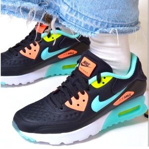 Air Max 90 Ultra SE GS 'Black Turquoise Bright Mango' Size 6.5Y